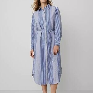Blue Striped Shirt Dress